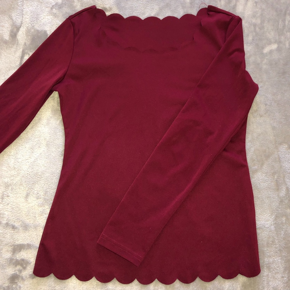 Medium dark red, cherry red long sleeve/ top